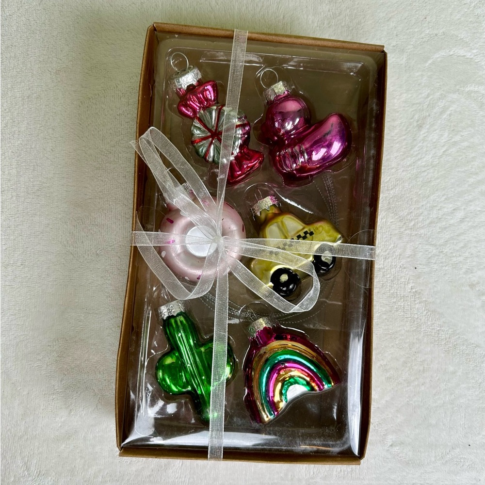Target Bullseye Mini Christmas Glass Ornaments New